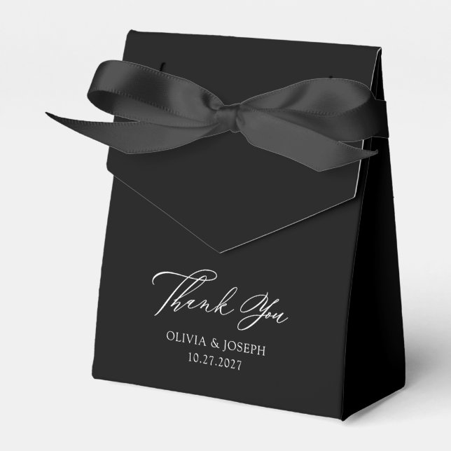 Black | Classic Italian Elegance Wedding Favor Boxes (Front Side)