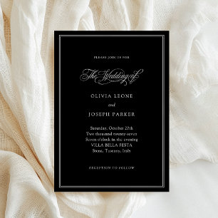Black Classic Italian Elegance Wedding Invitation