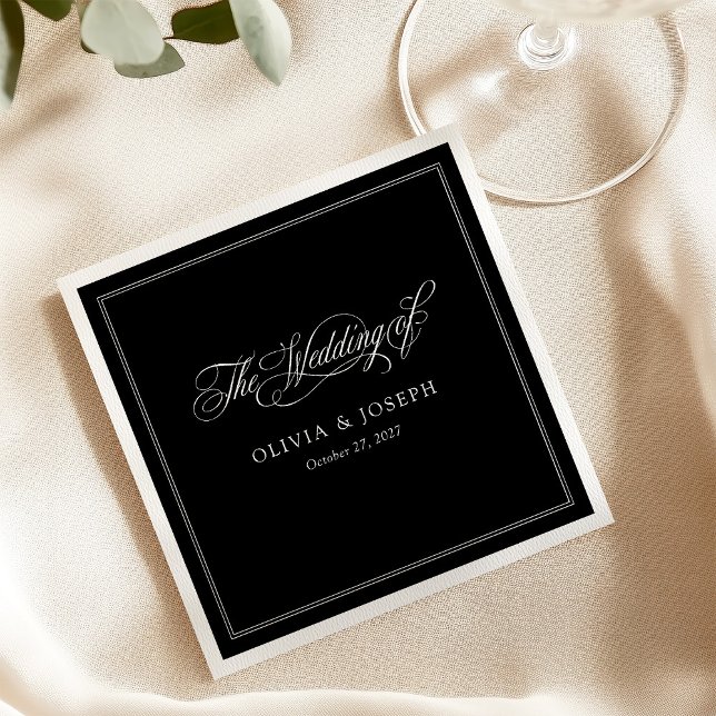 Black | Classic Italian Elegance Wedding Napkins (Creator Uploaded)