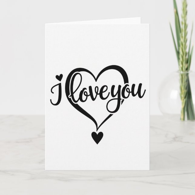 Black Classic Love Script Card (Front)