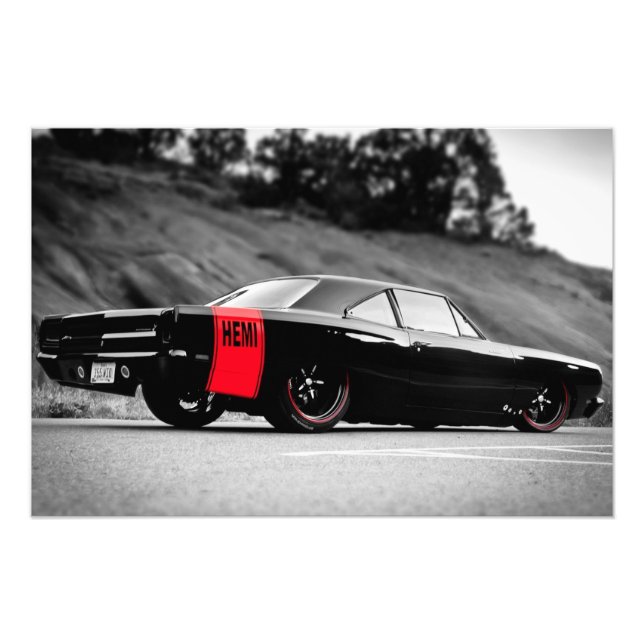 Black Classic Muscle Car Photo Print (Front)