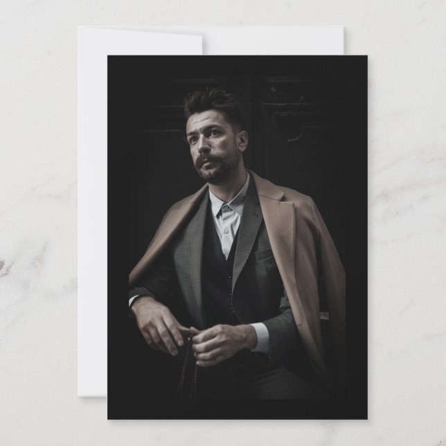 Black Classic Photo Funeral Celebration of Life Invitation (Back)