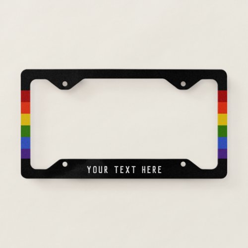 Black Classic Rainbow Stripe  Personalize License Plate Frame