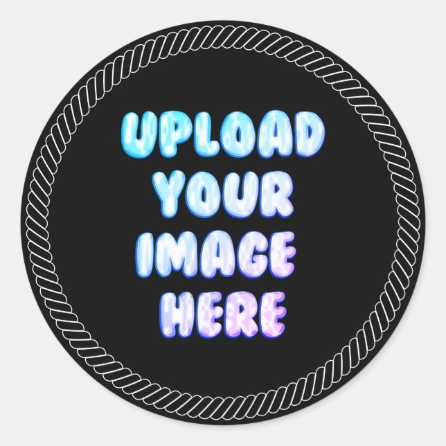 Black Classic Round Sticker with a Business Logo (Front)