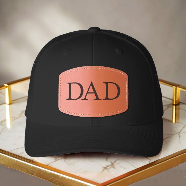 Black Classic Simple Lettering DAD  Leather Patch Hat (Creator Uploaded)