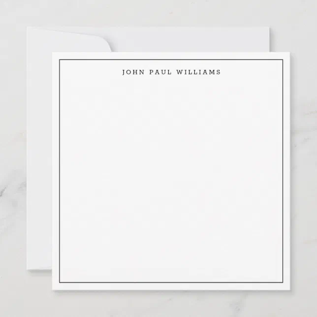 Black Classic Simple Minimalist Thin Border Square Note Card | Zazzle