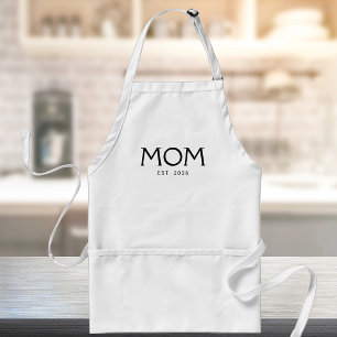 Black Classic Typography Established Mom Adult Apron