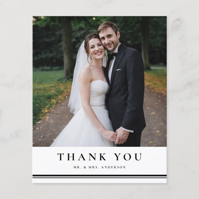 Black Classic Typography Wedding Thank You Card (Front)