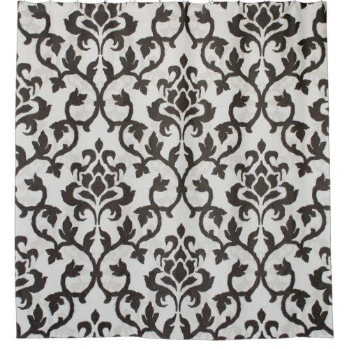 Black classical damask wallpaper pattern shower curtain