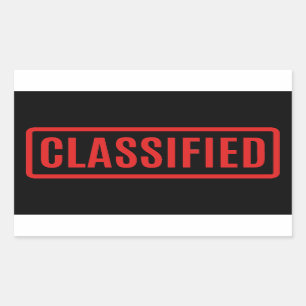 Black Classified Rectangular Sticker