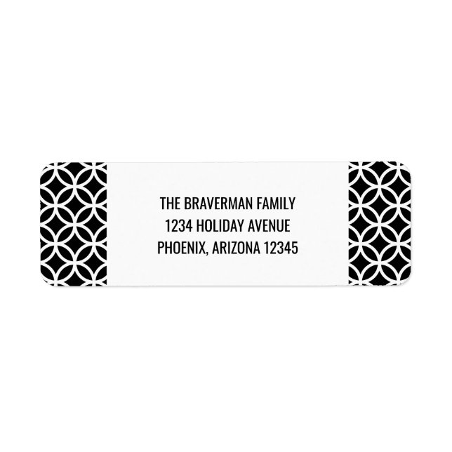Black Classy Diamond Holiday Address Labels (Front)