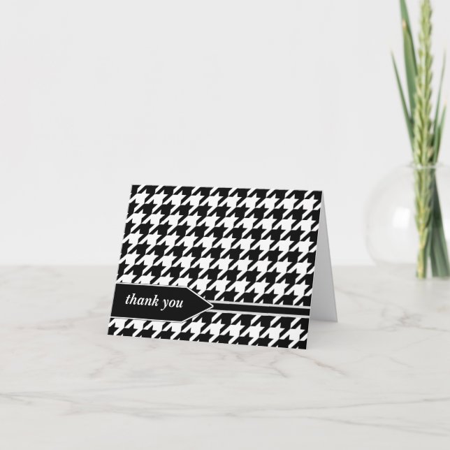 Black Classy Houndstooth Thank You cards (Front)