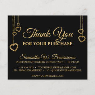 Black Classy Simple Clean Heart Gold Thank You