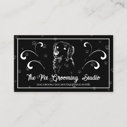 Black Classy Style Pet Dog Golden Retriever Business Card