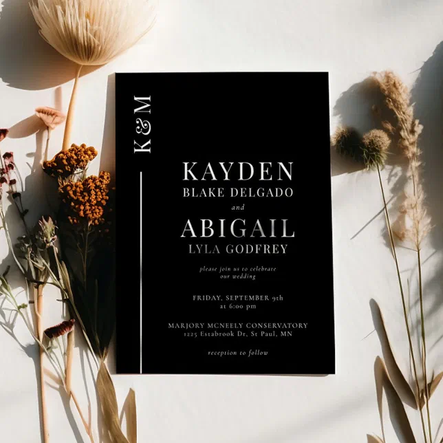 Inviation Clean Design Black Clean Line Minimalist Wedding Invitation | Zazzle