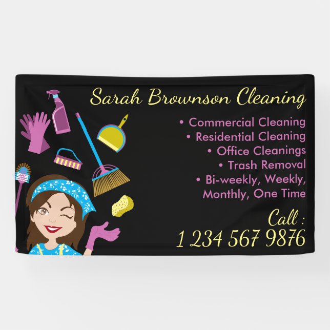 Black Cleaning Business Starter Advertisement Banner (Horizontal)