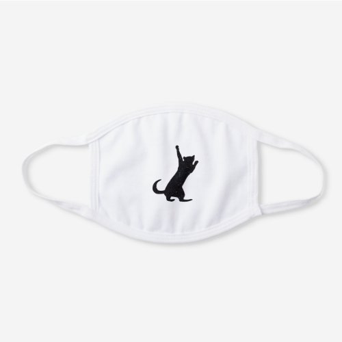 Black Climbing Kitty Cat White Cotton Face Mask