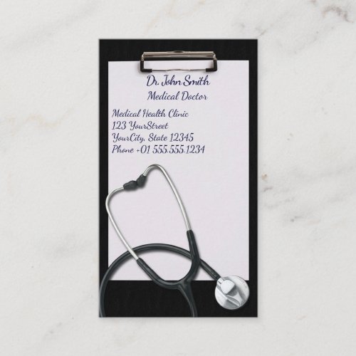 Black Clipboard with Medical Stethoscope Appointment Card