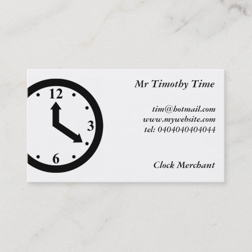 Customizable Black Clock Business Card
