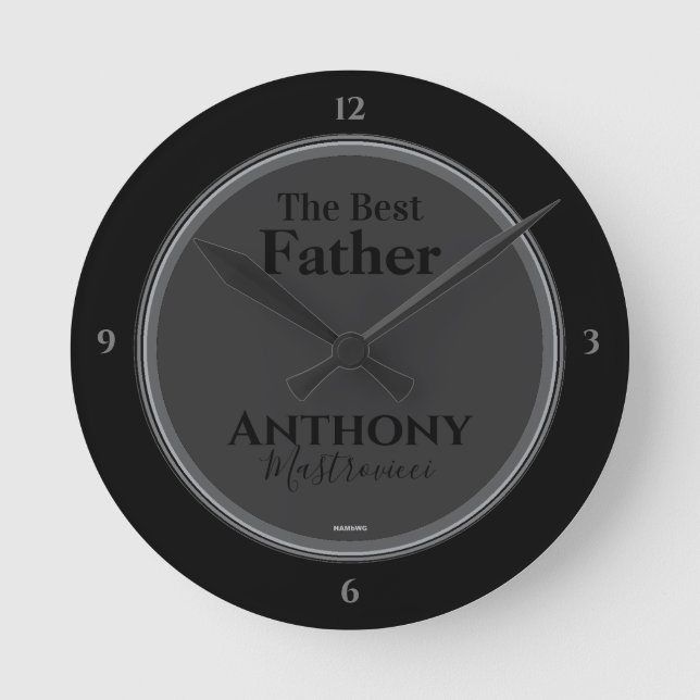 Black Clock with words "The best Father" and name (Front)