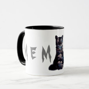 Black cloudy cat mug