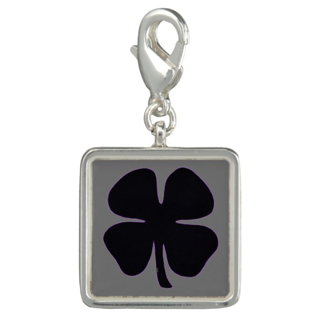 Black Clover gray silver square charm (Front)