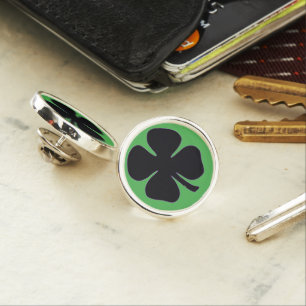 Black Clover green silver plated lapel pin