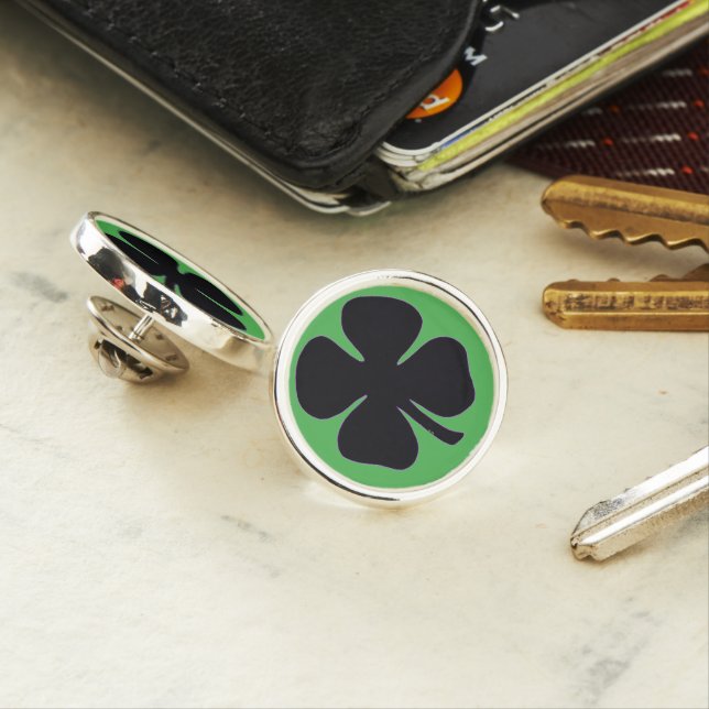 Black Clover green silver plated lapel pin (In Situ)