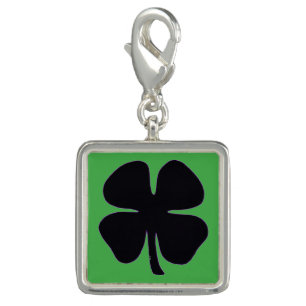 Black Clover green silver square charm