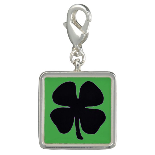 Black Clover green silver square charm (Front)