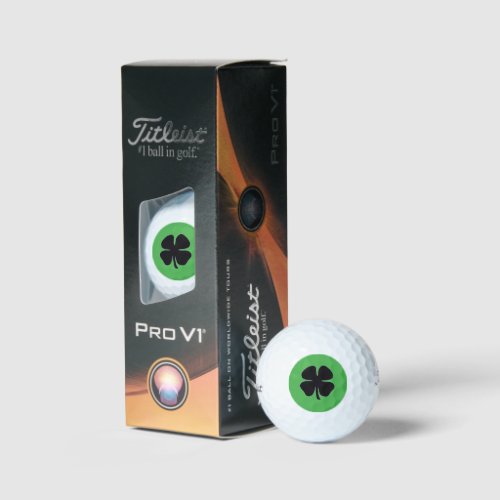 Black Clover green Titleist Pro V1 golf balls 3 pk