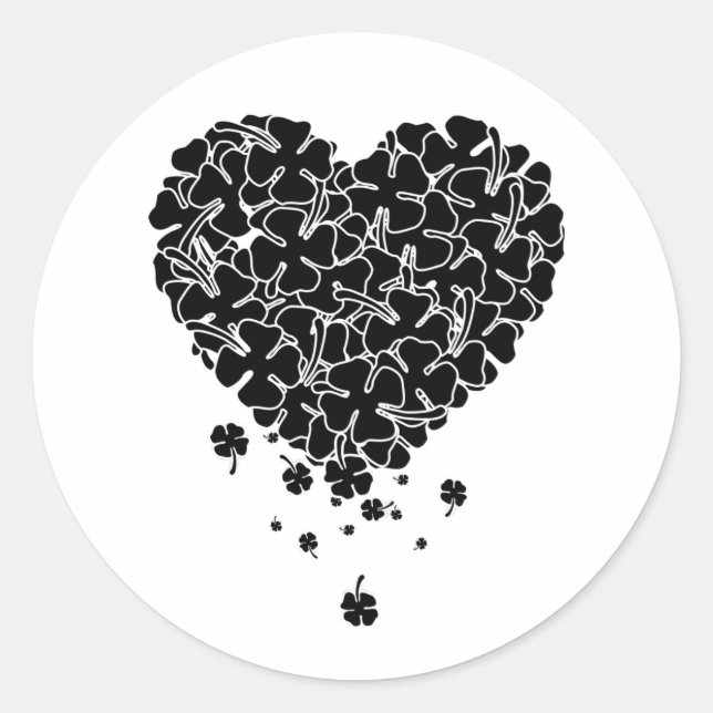 Black Clover Heart   Classic Round Sticker (Front)