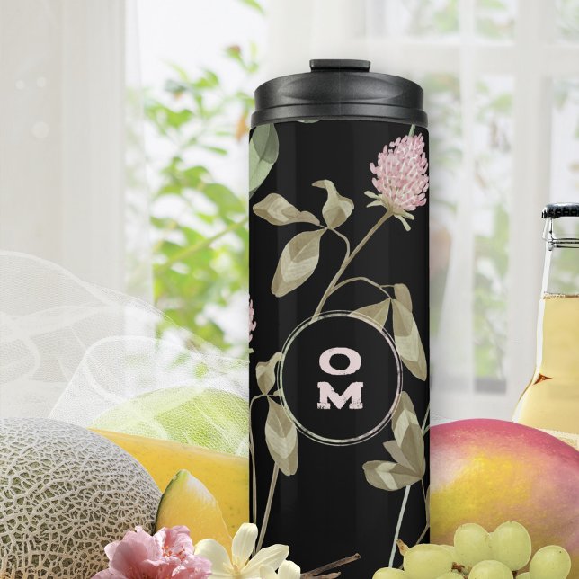 Black Clover Rose Monogram Thermal Tumbler (Black Clover Rose Monogram Thermal Tumbler ©Susanne Sachers - Sunny Mind Design 🌞)
