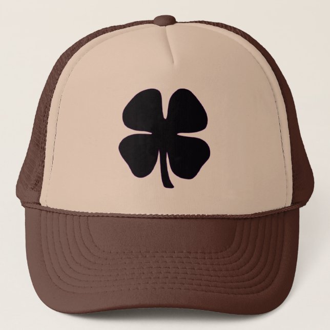 Black Clover tan and brown foam trucker hat (Front)