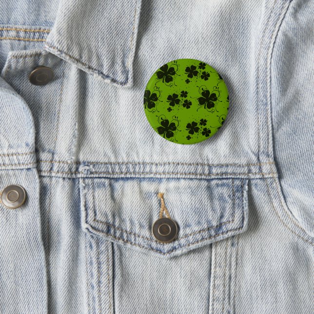 Black Clovers, Lucky Clovers, Saint Patrick's Day Button (In Situ)