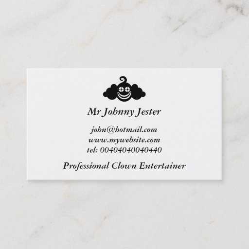 Customizable Black Clown, Mr Johnny Jester Business Cards