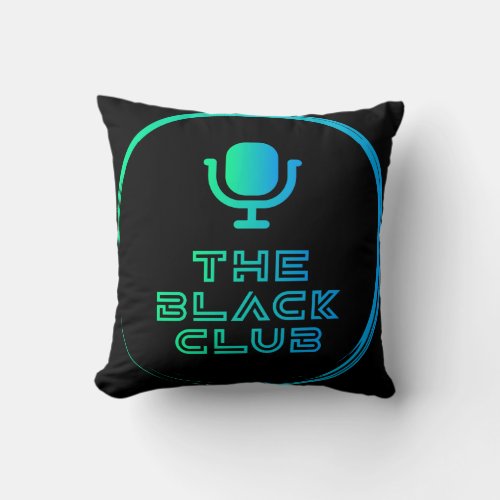 Black Club Black Throw Pillow w Colored Logo