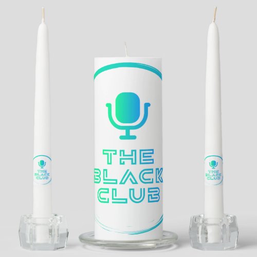 Black Club Unity Candle Set White wColored Logo