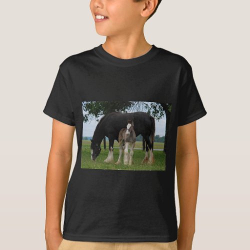 Black Clydesdale and Filly T_Shirt