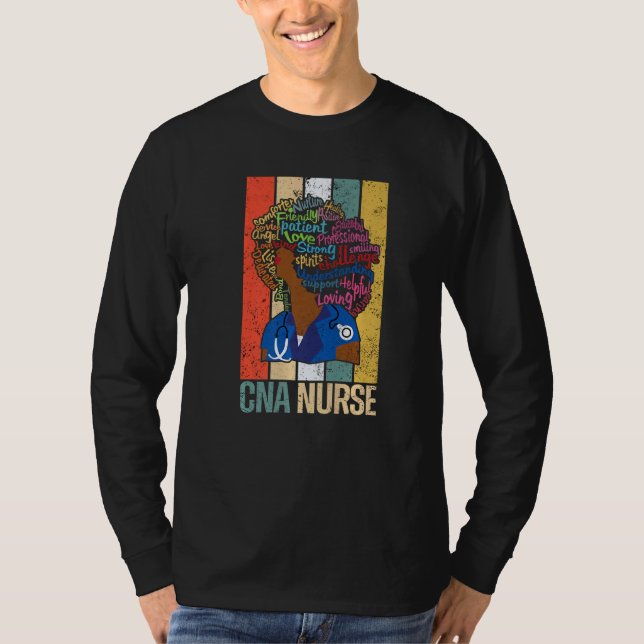 Black Cna Nurse   For African American  Melanin Nu T-Shirt (Front)