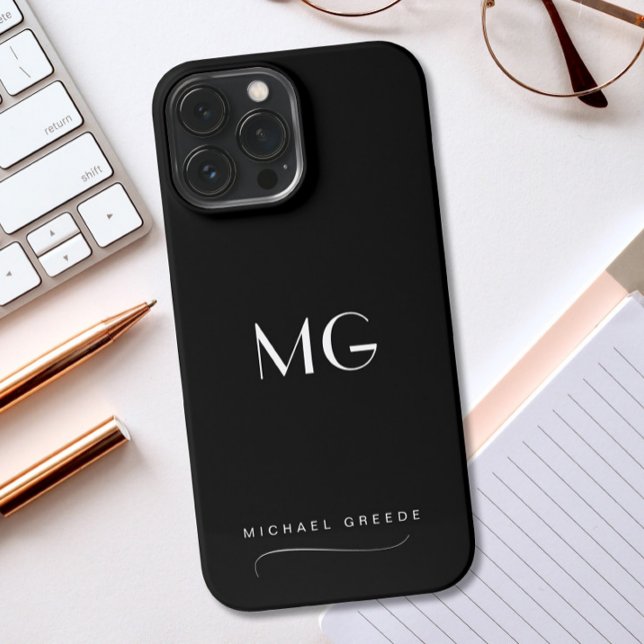 Black Coal Monogram and Name iPhone Case (Creator Uploaded)
