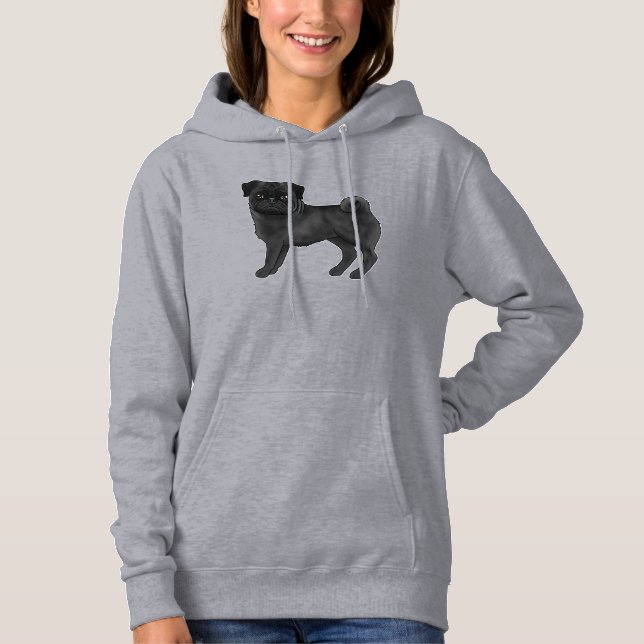 Black Coat Color Pug Mops Dog Breed Cute Design Hoodie (Front)