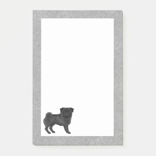 Black Coat Color Pug Mops Dog Breed Design Gray Post-it Notes