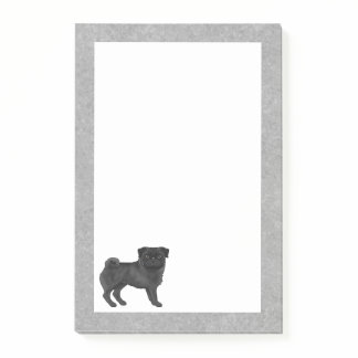 Black Coat Color Pug Mops Dog Breed Design Gray Post-it Notes