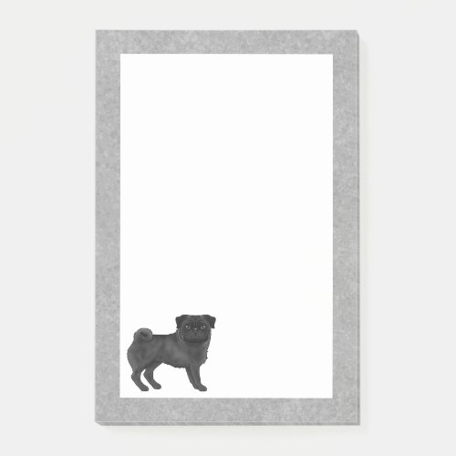 Black Coat Color Pug Mops Dog Breed Design Gray Post_it Notes