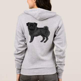 Black Coat Color Pug Mops Dog Breed Illustration Hoodie