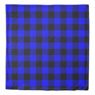 Black & Cobalt Blue Buffalo Paid Reversible Queen Duvet Cover