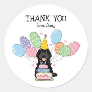 Black Cockapoo Cavapoo Birthday Favor Tags Sticker