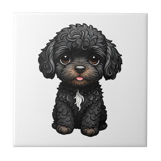 Black Cockapoo Ceramic Tile (Front)