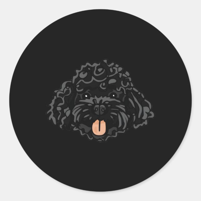 Black Cockapoo Classic Round Sticker (Front)